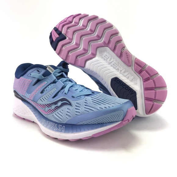 Saucony Womens Ride ISO Navy Purple Running Shoes - Picture 1 of 8